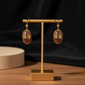Gold Red Dangle Earrings
