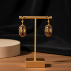 Gold Red Dangle Earrings