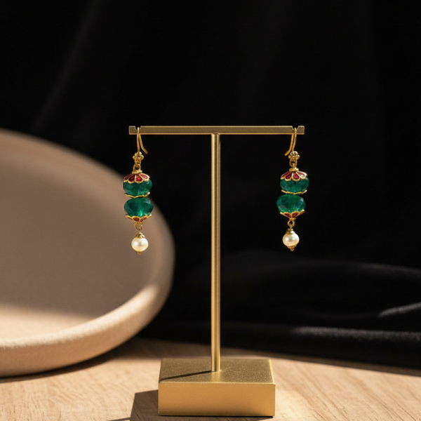 Emerald Pearl Dangle Earrings