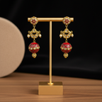 Red Enamel Jhumka Earrings