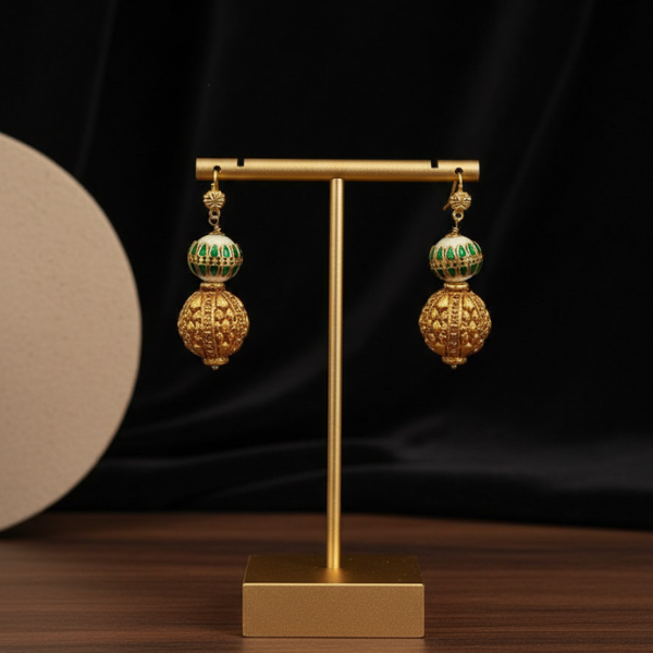 Ornate Green Gold Earrings