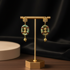 Teal & Red Dangle Earrings