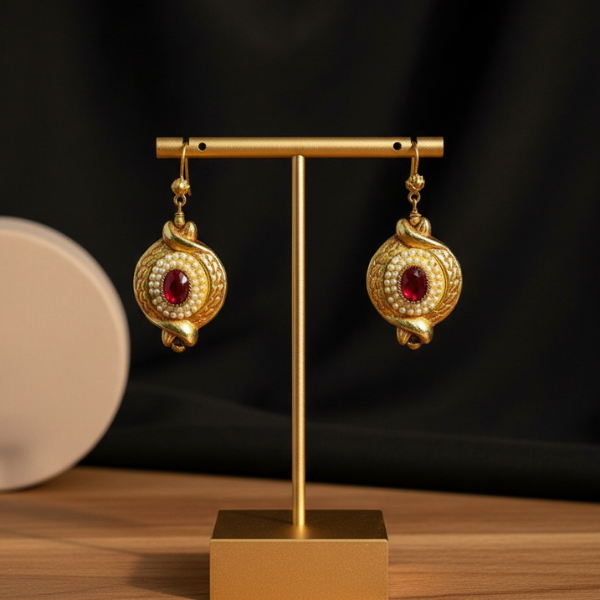 Ruby Pearl Drop Earrings