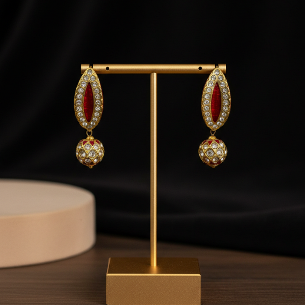 Antique-Finish Red Gold Earrings