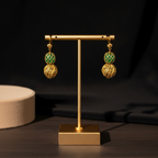 Filigree Green Gold Drop Earrings
