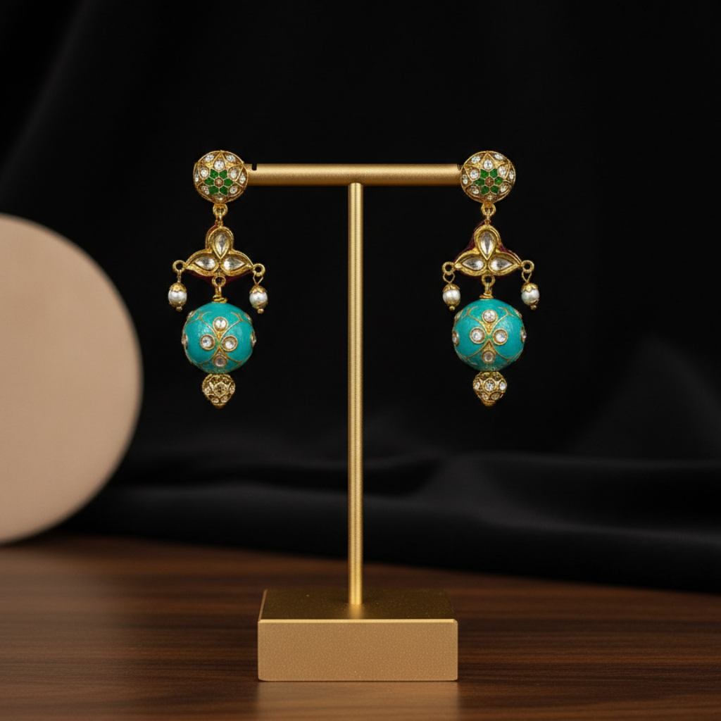Turquoise Enamel Drop Earrings