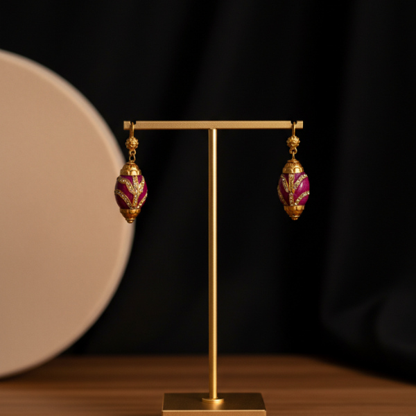 Fuchsia Embellished Dangle Earrings