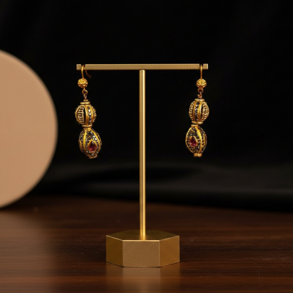 Ornate Gold Ruby Earrings
