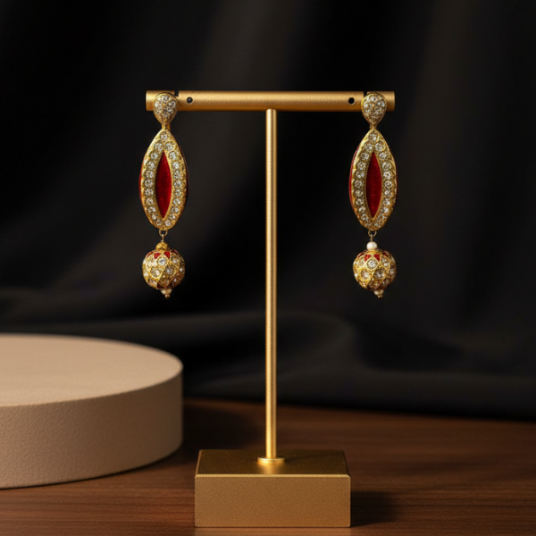 Red & Gold Dangle Earrings