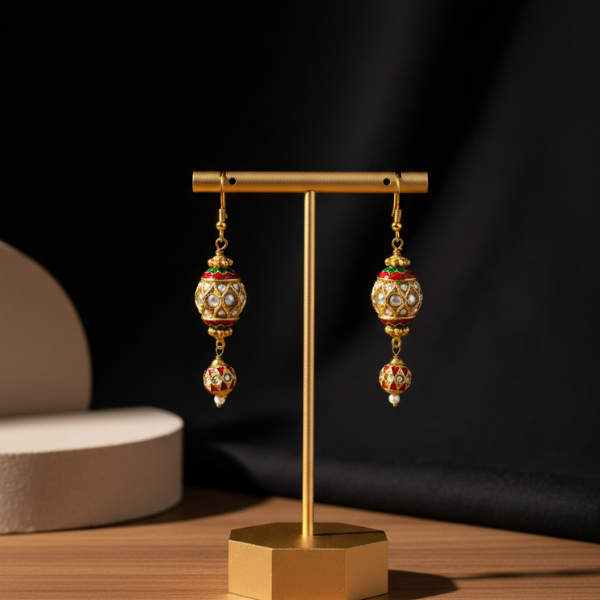 Ethnic Gold Pearl Earrings