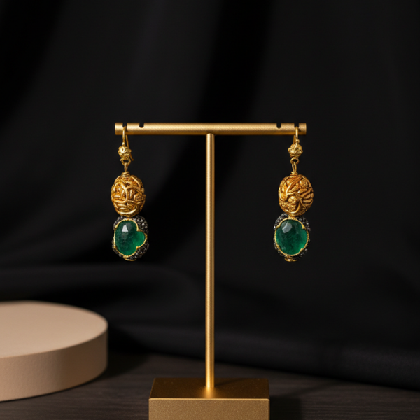 Luxe Gold Emerald Drops