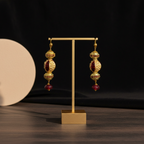 Gold Red Drop Earrings