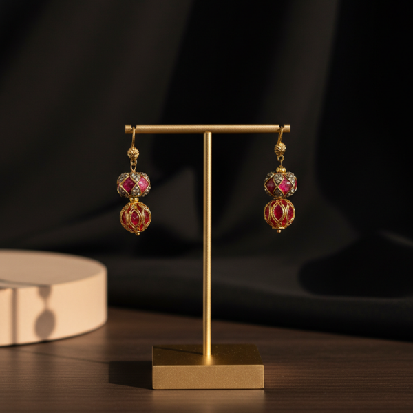 Luxe Gold Ruby Drop Earrings