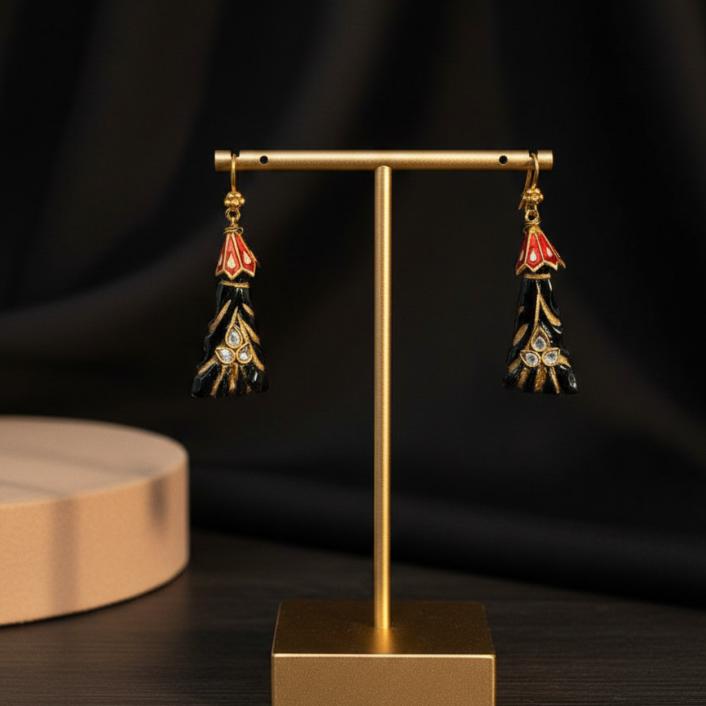 Black Gold Enamel Earrings
