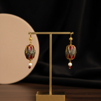 Ornate Red Pearl Earrings