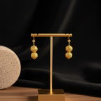 Golden Dangle Ball Earrings
