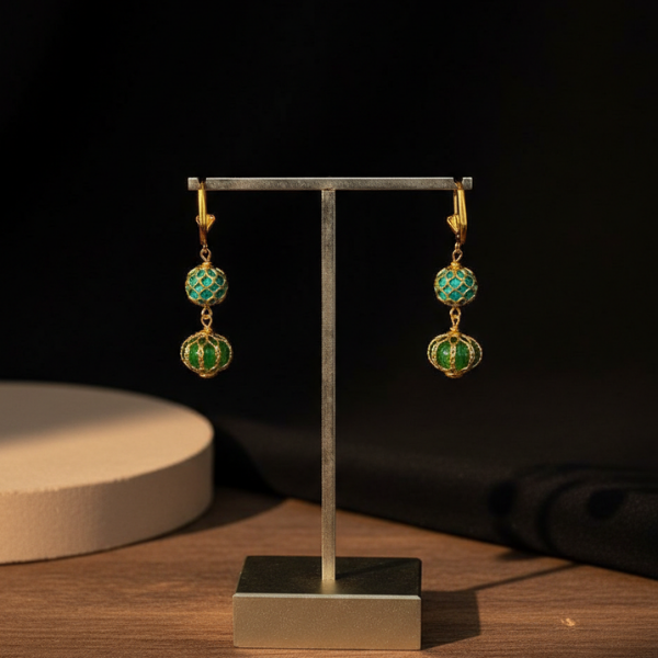Green & Teal Dangle Earrings