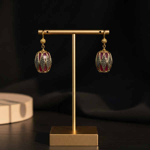 Ornate Red Gemstone Earrings