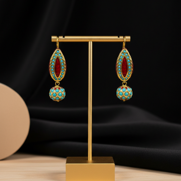 Luxe Gold Turquoise Drop Earrings