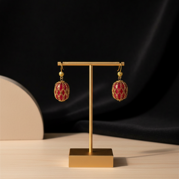 Red Gold Lantern Earrings