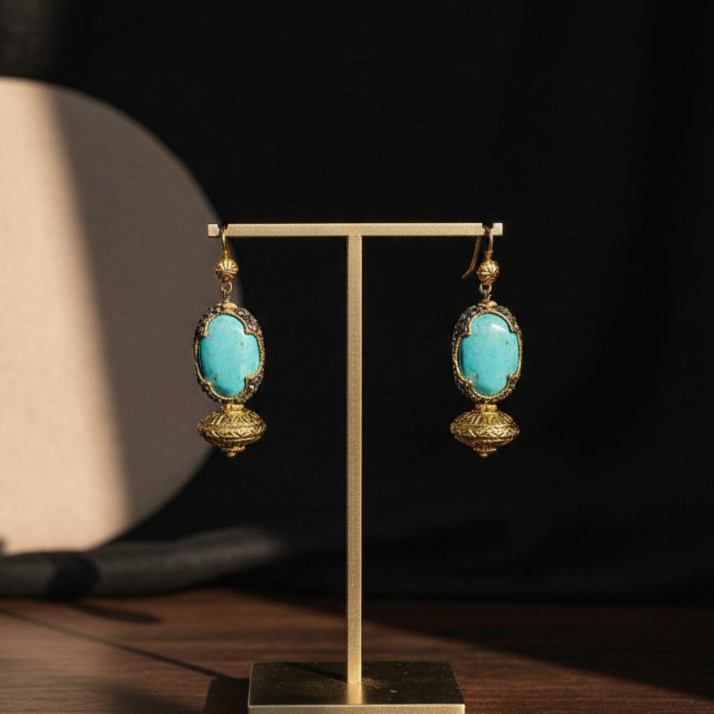 Turquoise Gold Drop Earrings