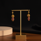 Antique-Finish Ruby Dangle Earrings