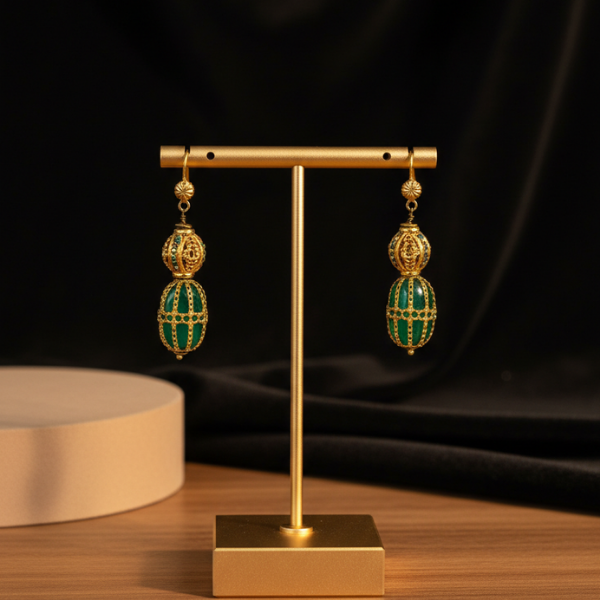 Royal Emerald-Green Gold Drops
