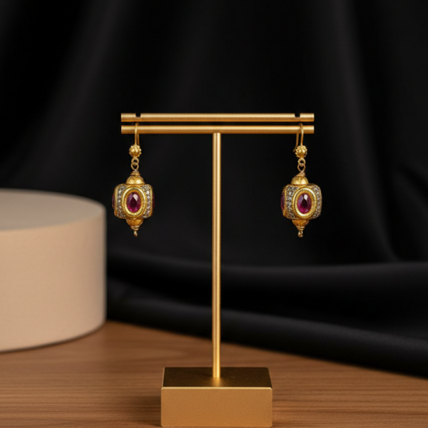 Ruby Gold Dangle Earrings
