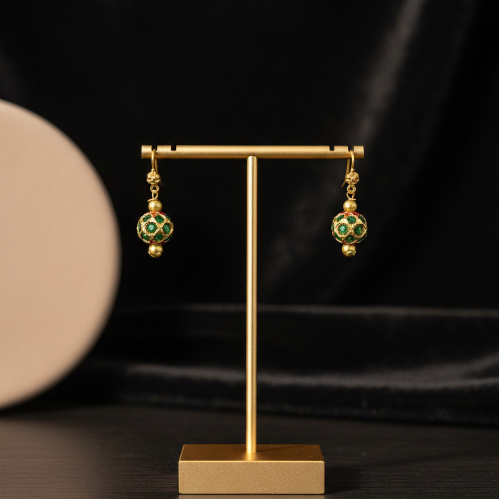 Gold Emerald Drop Earrings