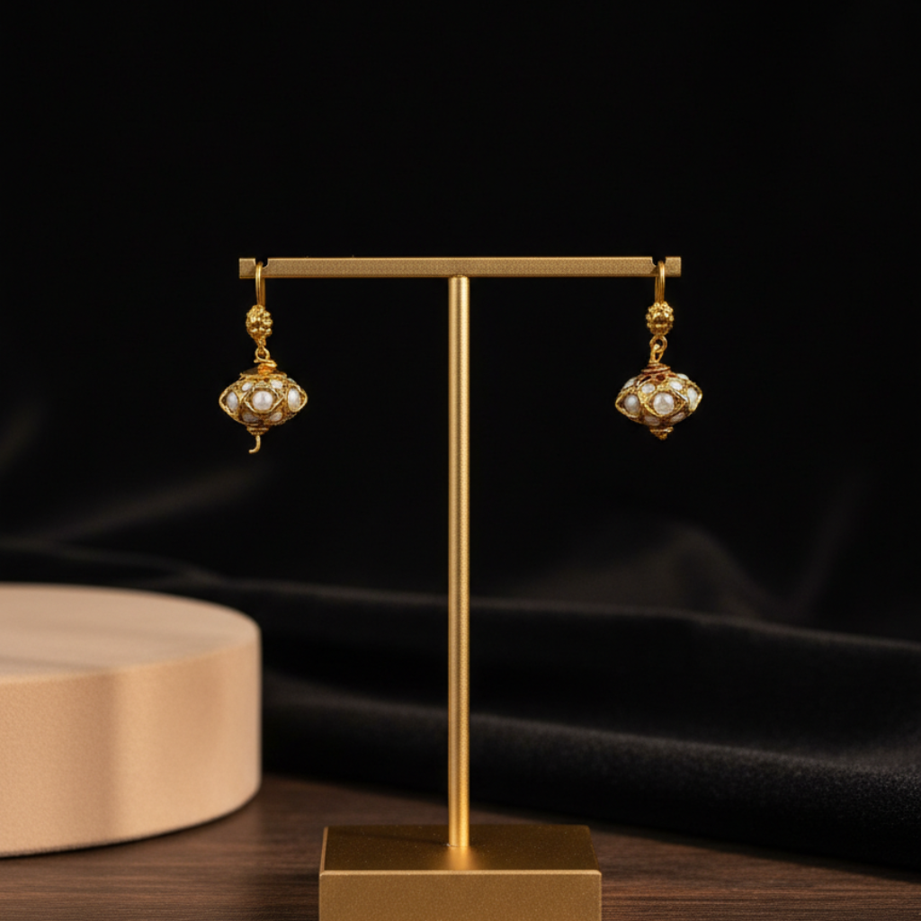 Golden Pearl Drop Earrings