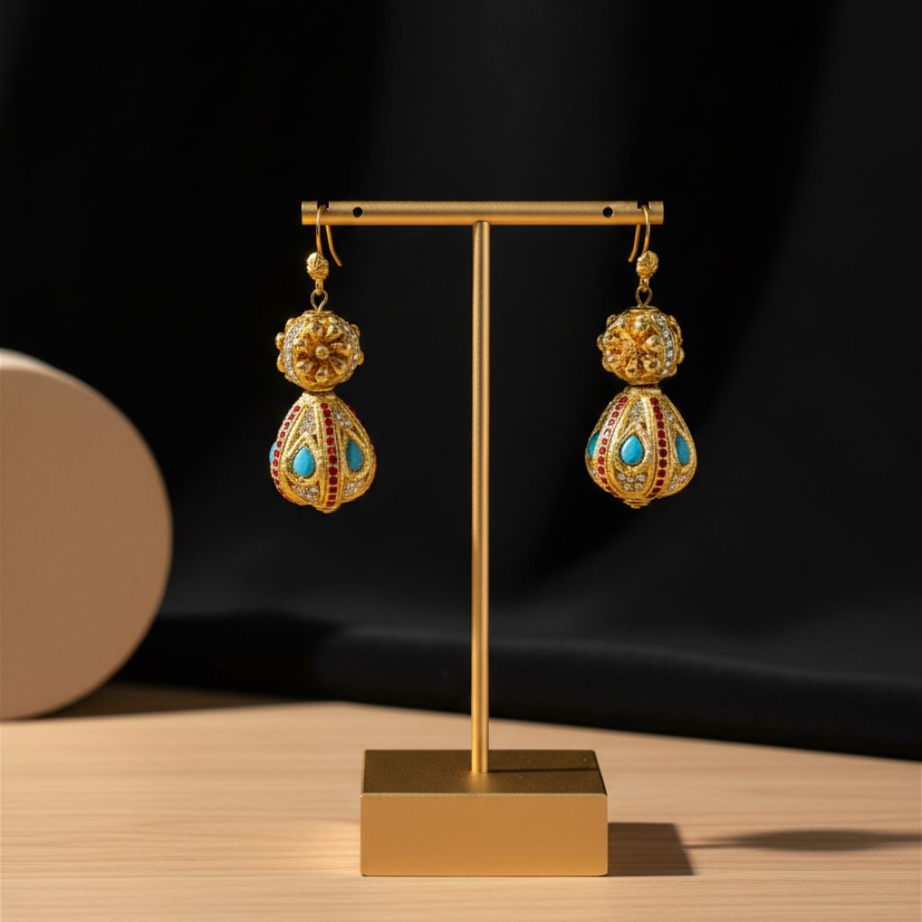 Ornate Gold Dangle Earrings