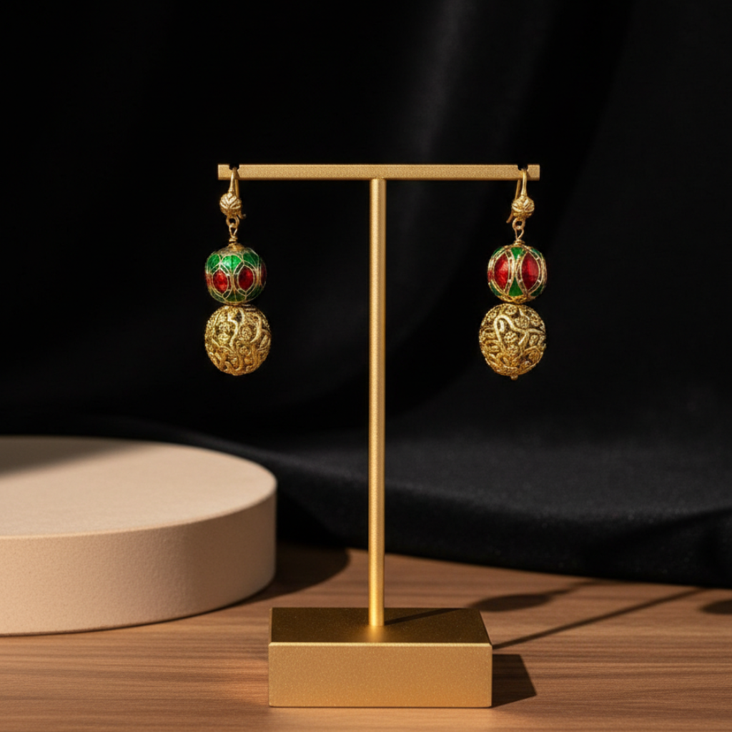 Enamel Filigree Dangle Earrings