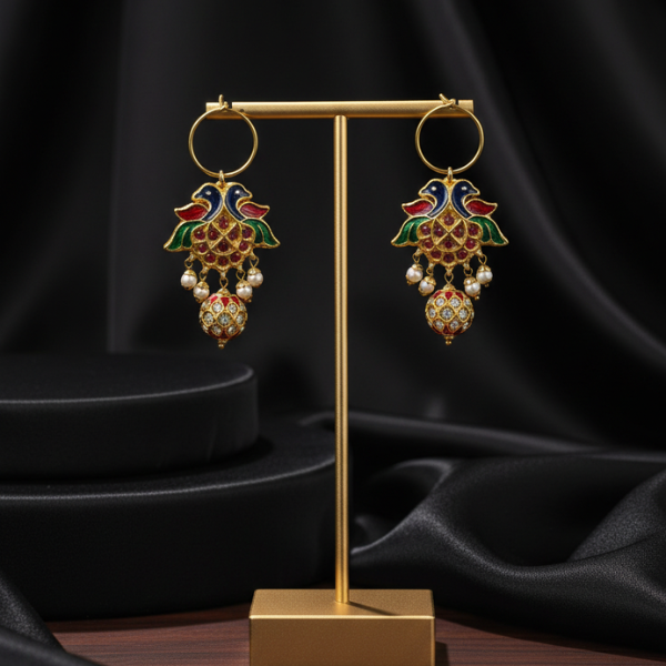 Peacock Enamel Drop Earrings