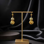Gold Pearl Emerald Earrings