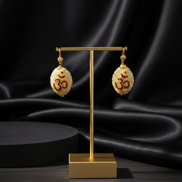 Om Gold Drop Earrings