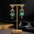 Teal Kundan Drop Earrings