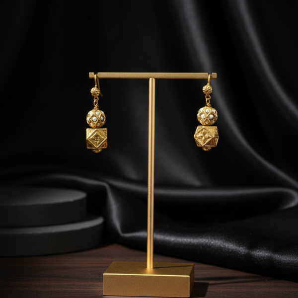 Gold Pearl Drop Earrings