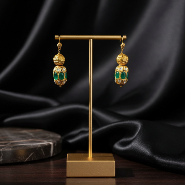 Emerald Grace Gold Drop Earrings