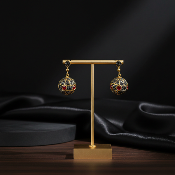 Black & Red Drop Earrings