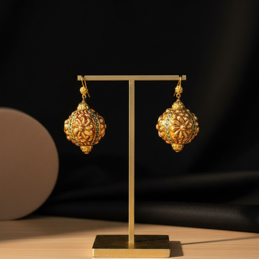 Golden Ornate Drop Earrings