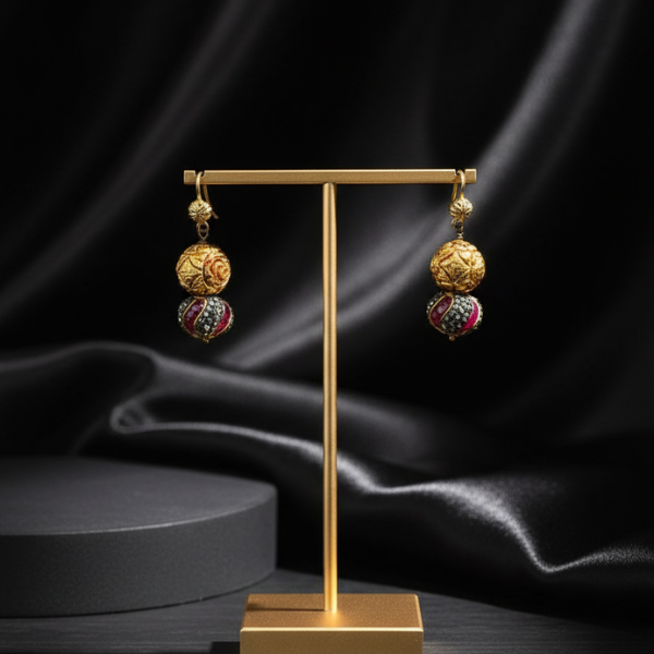 Golden Ruby Drop Earrings