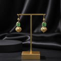Emerald Bead Gold Earrings