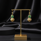 Emerald Bead Gold Earrings
