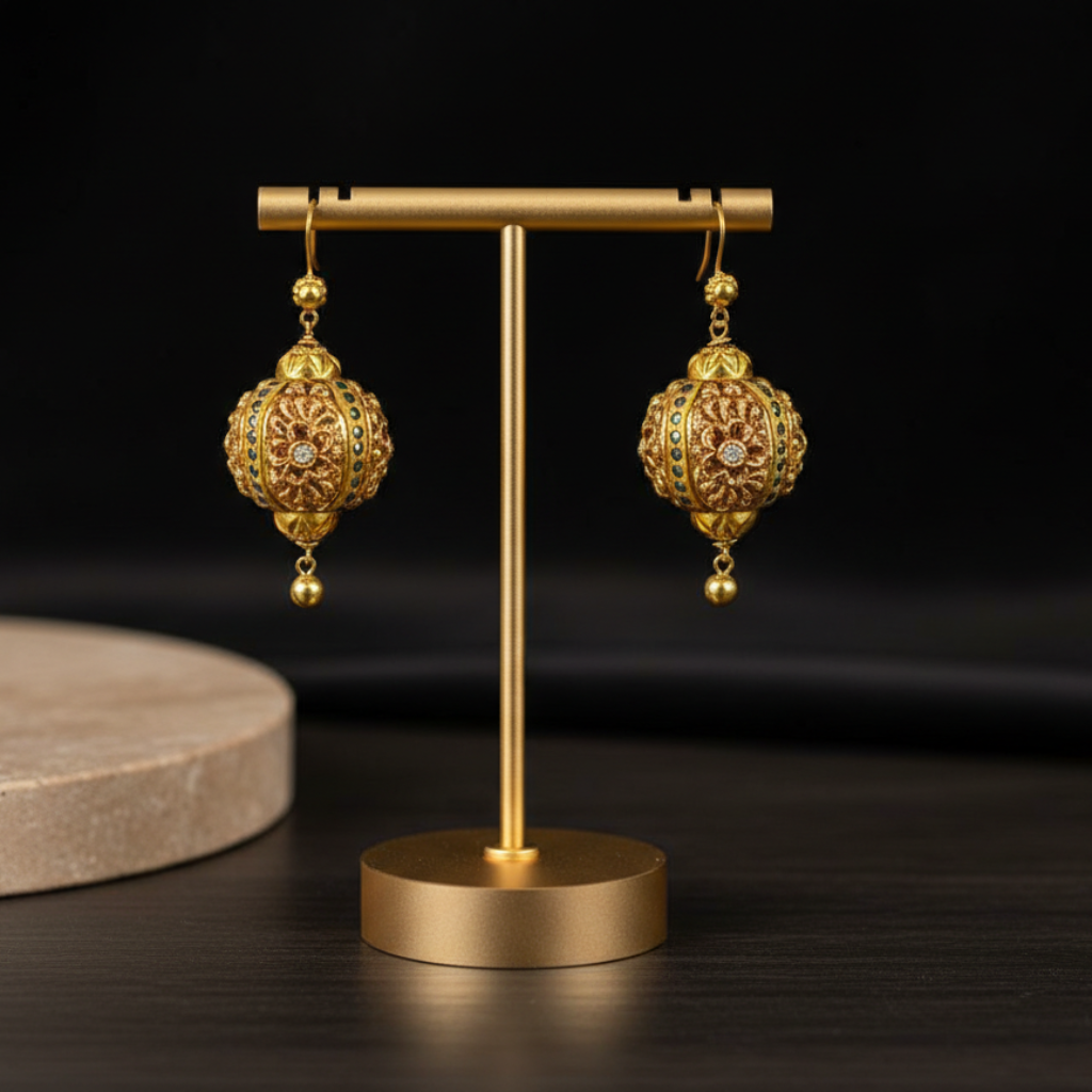 Gold Lantern Dangle Earrings