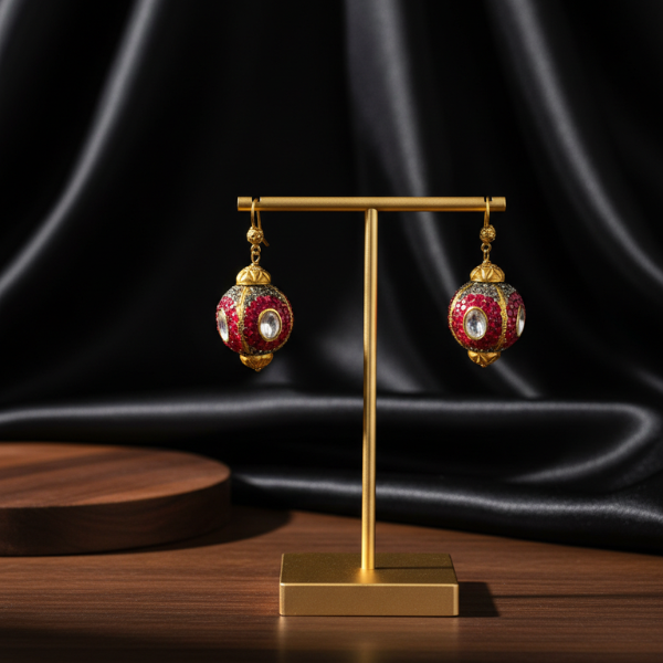 Ornate Ruby Drop Earrings