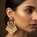 Ethnic Pearl Ruby Earrings