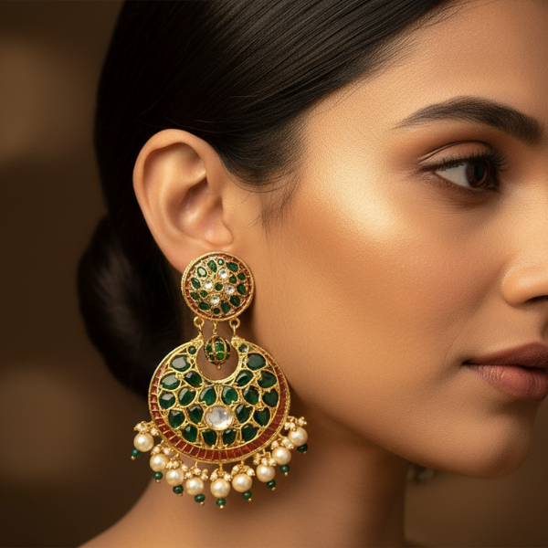 Emerald Pearl Drop Earrings