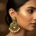 Emerald Pearl Drop Earrings