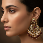 Traditional Ruby Pearl Earrings