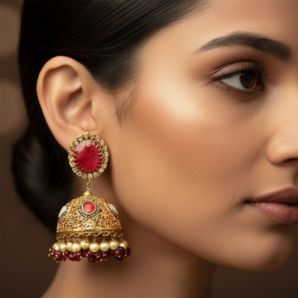 Traditional Gold Jhumka Earrings
